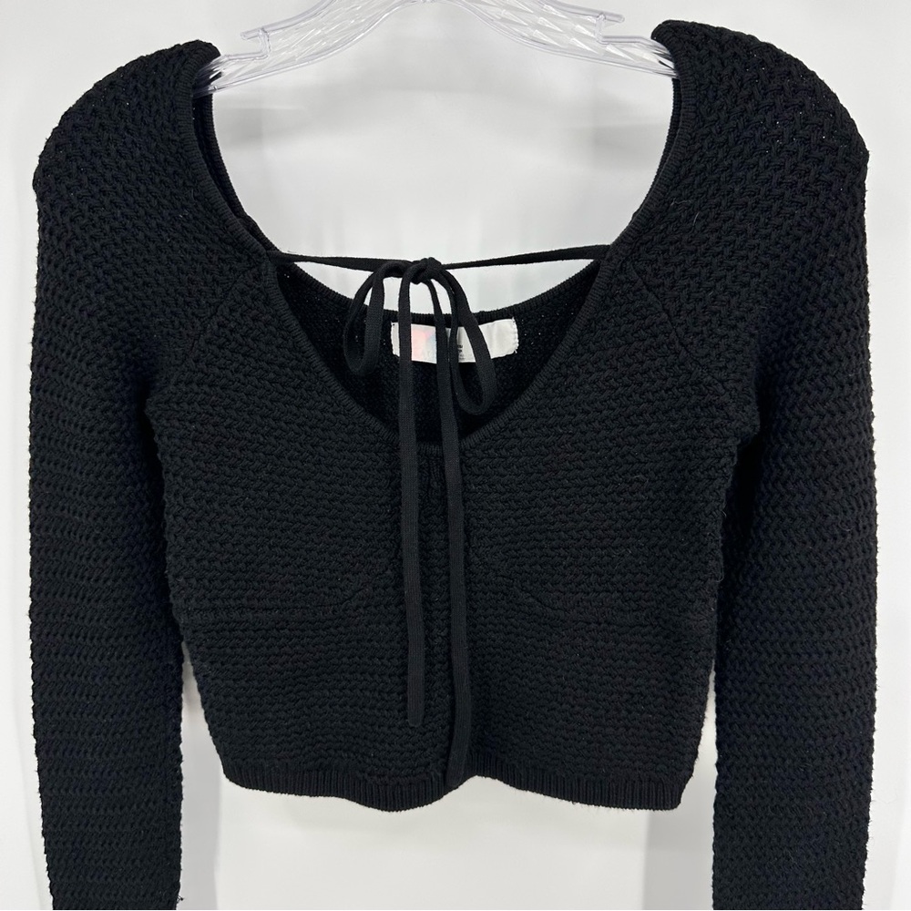 Free People FP Beach Playing Hard To Get Sweater Cropped Cotton Black Size XS - Picture 4 of 11